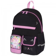 Рюкзак BRAUBERG PASTEL с термонашивками в комплекте, 'Black kitty', черный, 40х29х14 см, 273128