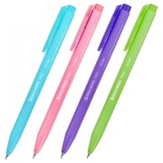 Ручка шариковая автоматическая BRAUBERG 'TRIOS BRIGHT COLOR', корпус ассорти, СИНЯЯ, пишущий узел 0,5 мм, линия письма 0,3 мм, 144497