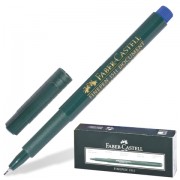 Ручка капиллярная FABER-CASTELL 'Finepen 1511', СИНЯЯ, корпус темно-зеленый, линия письма 0,4 мм, 151151