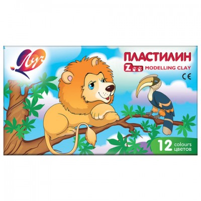 Пластилин классический ЛУЧ 'Zoo', 12 цветов, 162 г, картонная коробка, 19С 1272-08