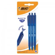 Ручки шариковые автоматические BIC 'Round Stic Clic', НАБОР 3 шт., СИНИЕ, линия письма 0,32 мм, блистер, 926374