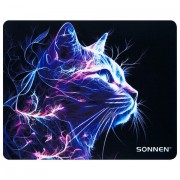 Коврик для мыши SONNEN 'NEON CAT' резина + ткань, 250х200х2 мм, 513956