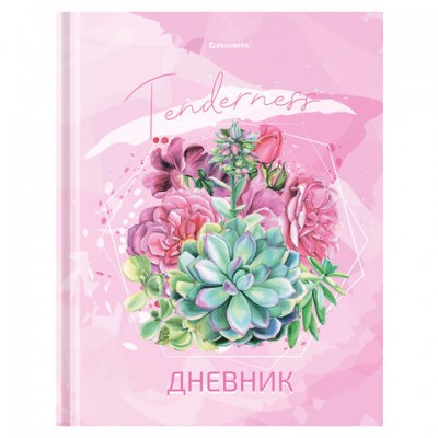 Дневник 5-11 класс 48л, твердый, BRAUBERG, глянцевая ламинация, с подсказом, Кактусы, 106628