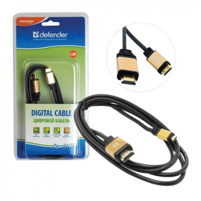 Кабель HDMI-mini HDMI, 1,8 м, DEFENDER, M-M, для передачи цифрового аудио-видео, 87441