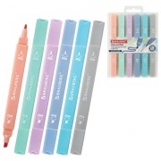Набор текстовыделителей двусторонних 6 ПАСТЕЛЬНЫХ ЦВЕТОВ, BRAUBERG 'Macaroon', линия 1-5 мм, 152513