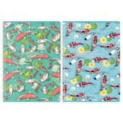 Тетрадь А4, 96 л., BRAUBERG, гребень, клетка, TWIN-лак, 'Карпы Кои' (микс в спайке), 405313