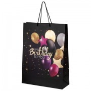 Пакет подарочный (1 штука) 33x13x45 см (XL), 'Happy Birthday', черный, фольга, ЗОЛОТАЯ СКАЗКА, 700857