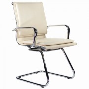 Кресло для приемных и переговорных BRABIX 'Kayman CF-102', экокожа, хром, бежевое, 532573