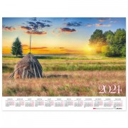 Календарь настенный листовой на 2024 г., формат А2 60х45 см, 'Красота полей', HATBER, Кл2_29724