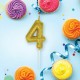 Свеча-цифра для торта '4' золотая с глиттером, 6 см, ЗОЛОТАЯ СКАЗКА, на шпажке, в блистере, 591417