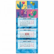 Календарь квартальный с бегунком, 2021 год, 3-х блочный, 3 гребня, 'МИНИ', 'Кактусы рулят', HATBER, 3Кв3гр5ц_23530