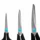 Ножницы BRAUBERG SOFT GRIP, НАБОР 3 штуки (140, 190, 230 мм), эргономичные черно-бирюзовые ручки, ВЫГОДНАЯ УПАКОВКА, 238411