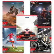 Тетради ДЭК А5 48 л. КОМПЛЕКТ 5 шт., BRAUBERG скоба, клетка, глянцевый лак, 'Sport Club', 404675