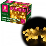 Электрогирлянда-нить комнатная 'Шарики' 5 м, 40 LED, теплый белый свет, 220 V, контроллер, ЗОЛОТАЯ СКАЗКА, 591348