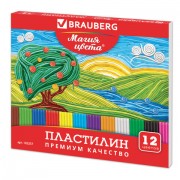 Пластилин классический BRAUBERG 'МАГИЯ ЦВЕТА', 12 цветов, 240 г, со стеком, высшее качество, картонная упаковка, 103357