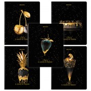 Тетради ДЭК А5 48 л. КОМПЛЕКТ 5 шт. BRAUBERG, скоба, клетка, матовая ламинация, фольга, 'Black&Gold', 404677