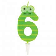 Свеча-цифра для торта '6' 'С глазками', 6 см, ЗОЛОТАЯ СКАЗКА, с держателем, в блистере, 591409
