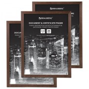 Рамка 21х30 см небьющаяся, КОМПЛЕКТ 3 шт., багет 14 мм дерево, BRAUBERG 'Elegant', цвет венге, 391356