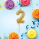 Свеча-цифра для торта '2' золотая с глиттером, 6 см, ЗОЛОТАЯ СКАЗКА, на шпажке, в блистере, 591415