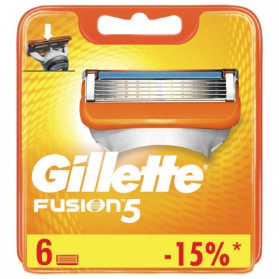 Сменные кассеты для бритья 6 шт. GILLETTE (Жиллет) Fusion, для мужчин, 50016225