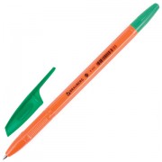 Ручка шариковая BRAUBERG 'X-333 Orange', ЗЕЛЕНАЯ, корпус оранжевый, узел 0,7 мм, линия письма 0,35 мм, 142412