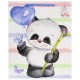 Пакет подарочный (1 штука) 26x13x32 см, ЗОЛОТАЯ СКАЗКА 'Lovely Panda', глиттер, белый с голубым, 608241