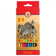 Карандаши цветные KOH-I-NOOR 'Animals', 24 цвета, грифель 2,8 мм, заточенные, европодвес, 3554/24, 3554024008KSRU