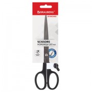 Ножницы BRAUBERG 'Standard' 205 мм, черные, классической формы, 2-х сторонняя заточка, 237097