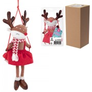 Украшение новогоднее интерьерное 40 см 'Оленёнок на качелях', полиэстер, ЗОЛОТАЯ СКАЗКА, 592506