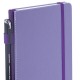 Блокнот А5 135x212 мм BRAUBERG 'Edge', под кожу, резинка, держатель, 80 л., клетка, сиреневый, 117150