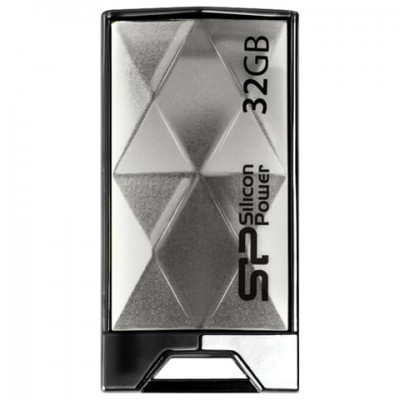 Флеш-диск 32 GB, SILICON POWER Touch 850, USB 2.0, металлический корпус, титановый, SP32GBUF2850V1T