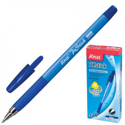 Ручка шариковая с грипом BEIFA (Бэйфа) 'A Plus', СИНЯЯ, корпус синий, узел 1 мм, линия письма 0,7 мм, KA124200CS-BL