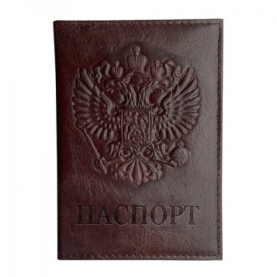 Обложка для паспорта натуральная кожа пулап, 3D герб + тиснение 'ПАСПОРТ', т-корич, BRAUBERG, 238194