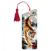 Закладка для книг 3D, BRAUBERG, объемная, 'Бенгальский тигр', с декоративным шнурком-завязкой, 125755
