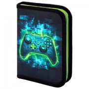 Пенал BRAUBERG, 1 отделение, 1 откидная планка, полиэстер, 21х14 см, 'Neon gamepad', 274596