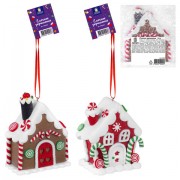 Украшение елочное (1 шт.) 'Пряничный домик', 9х10 см, полимерная глина, ассорти, ЗОЛОТАЯ СКАЗКА, 592409