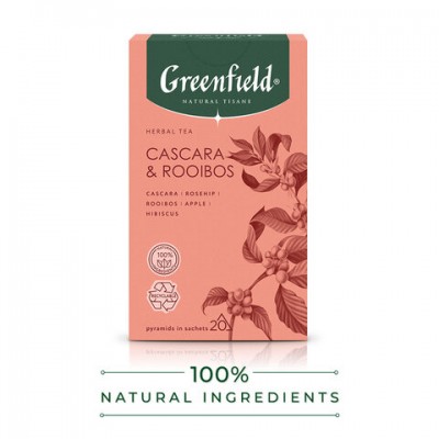 Чай GREENFIELD Natural Tisane 'Cascara & Rooibus' травяной, 20 пирамидок по 1,8 г, ш/, 1756-08