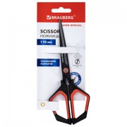 Ножницы BRAUBERG 'Super special', 170 мм, черные, 3-сторонняя заточка, тефлоновое покрытие, 238848