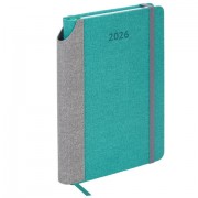 Ежедневник датированный 2026 А5 138x213 мм, BRAUBERG 'Mosaic', под кожу, держатель для ручки, бирюза, 117110
