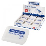Ластик BRAUBERG 'WHITE', 45х28х12 мм, скошенный, белый, 272734
