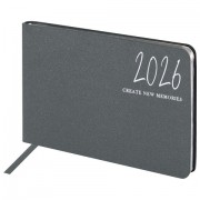 Еженедельник датированный 2026 МАЛЫЙ ФОРМАТ 105х160 мм, А6, BRAUBERG 'Blaze', фольга, серый, 117218