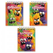 Блокнот МАЛЫЙ ФОРМАТ А7, 75х105 мм, 40 л., гребень, клетка, кросс-серия 'МОНСТРИКИ', BRAUBERG, 116998