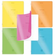 Тетрадь пластиковая обложка (НЕОН) 12 листов, линия, BRAUBERG 'Smart Cover', АССОРТИ (микс в спайке), 405026