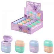 Точилка ERICH KRAUSE 'Case Pastel Bloom' с контейнером, пластиковая, корпус ассорти, 60039