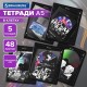 Тетради ДЭК А5 48 л. КОМПЛЕКТ 5 шт. BRAUBERG, скоба, клетка, глянцевый лак, 'GAMES', 404933