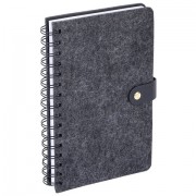 Ежедневник недатированный, А5, 135х210 мм, BRAUBERG 'Felt', на гребне, войлок, застежка на кнопке, 160 л., черный, 117132