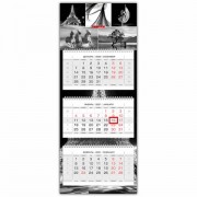 Календарь квартальный с бегунком, 2021 год, 3-х блочный, 3 гребня, 'ЛЮКС', 'Black&White', HATBER, 3Кв3гр2ц_22787