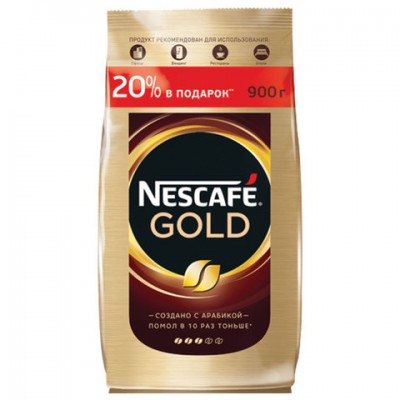 Кофе молотый в растворимом NESCAFE (Нескафе) 'Gold', сублимированный, 900 г, мягкая упаковка, 12232003