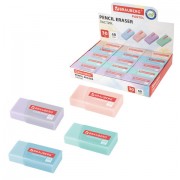 Ластик BRAUBERG 'PASTEL MATTE', 50х24х10 мм, прямоугольный, картонный держатель, экологичный ПВХ, ассорти, 272729