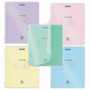 Тетрадь пластиковая обложка (прозрачная) 24 листа, линия, BRAUBERG 'Smart Cover', АССОРТИ (микс в спайке), 405037